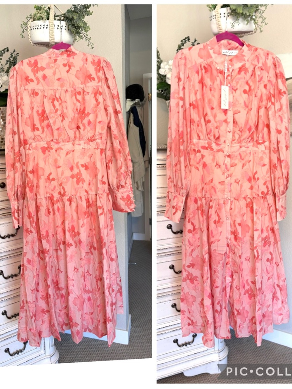Petal & Pup Forever Maxi Dress NWT Pink Floral Button Front Long Sleeve Romantic - Picture 2 of 3